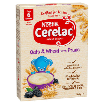 Nestlé Cerelac Oats & Wheat With Prune Cereal 200g 6+ Months Infant Porridge