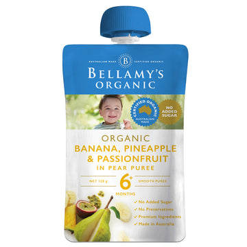 Bellamy's Organic Banana Pineapple & Passionfruit 120g Pouch 6+ Months Puree
