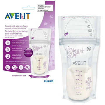 Philips Avent Breast Milk Storage Bag 180mL 25 Pack Double Zip Feeding Accessory