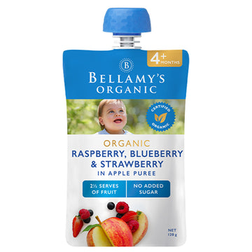 Bellamy's Organic Raspberry Blueberry & Strawberry 120g 4+ Months Smooth Puree