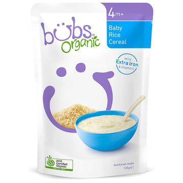 Bubs Organic Baby Rice Cereal 125g 4+ Months Feeding Porridge With Vitamin C