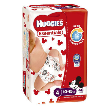 Huggies Essential Nappies Toddler Size 4 Disposable Nappy Pads Pants 46 Pack