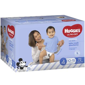 Huggies Ultra Dry Nappies Toddler Boys Size 4 Mickey Disposable Nappy 72 Pack